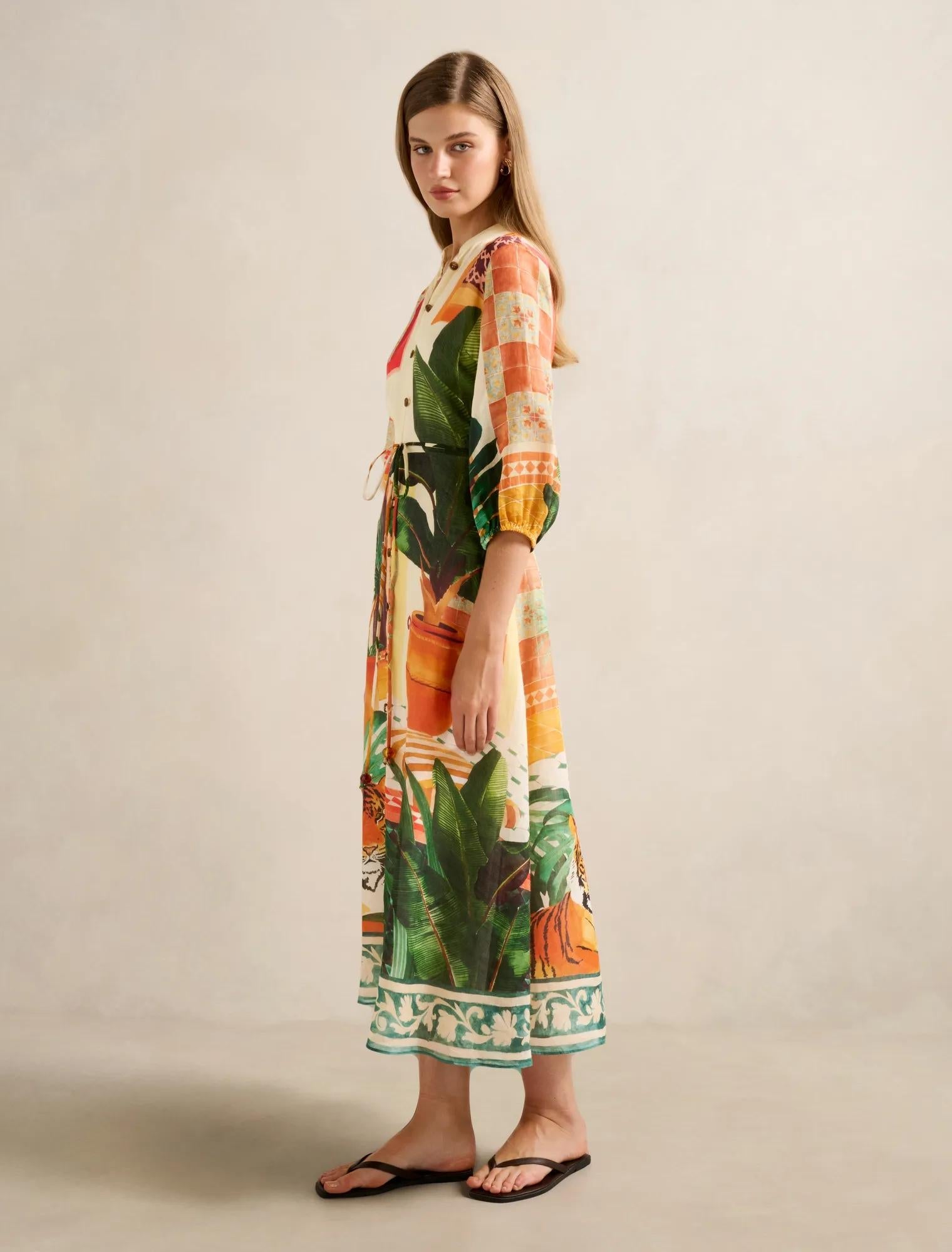 Arabella Printed Midi Dress Casablanca Holiday
