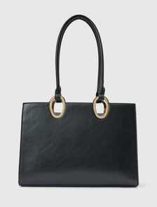 Sammi Oval Hardware Shoulder Tote Black_mannequin