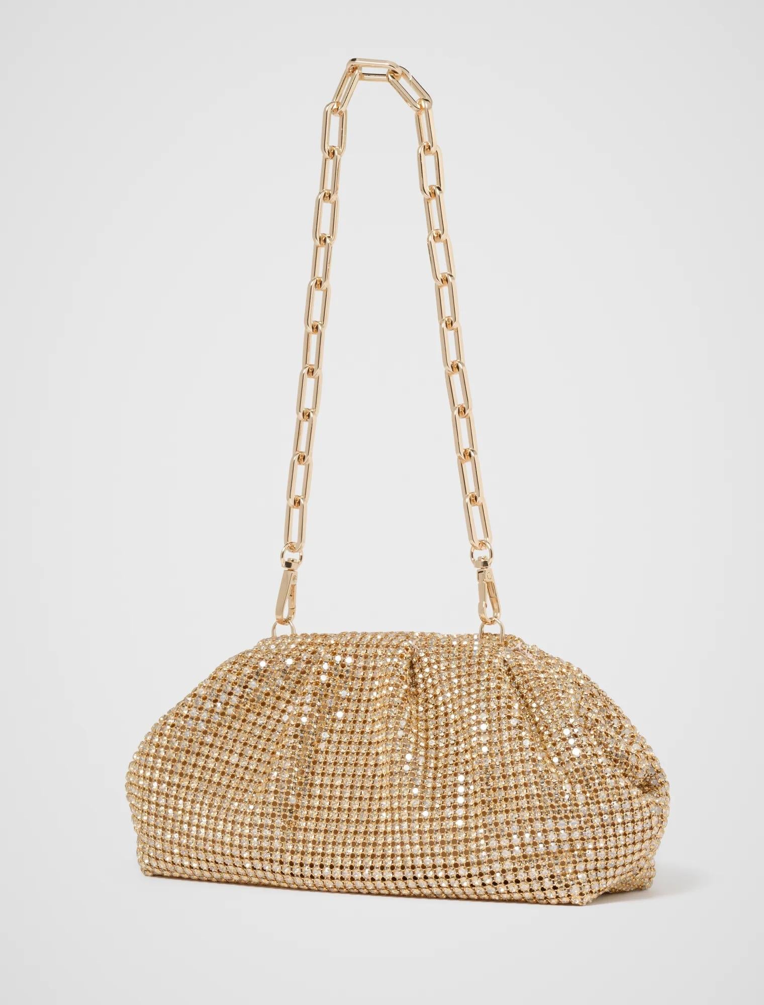 Ariel Soft Shiny Clutch Gold