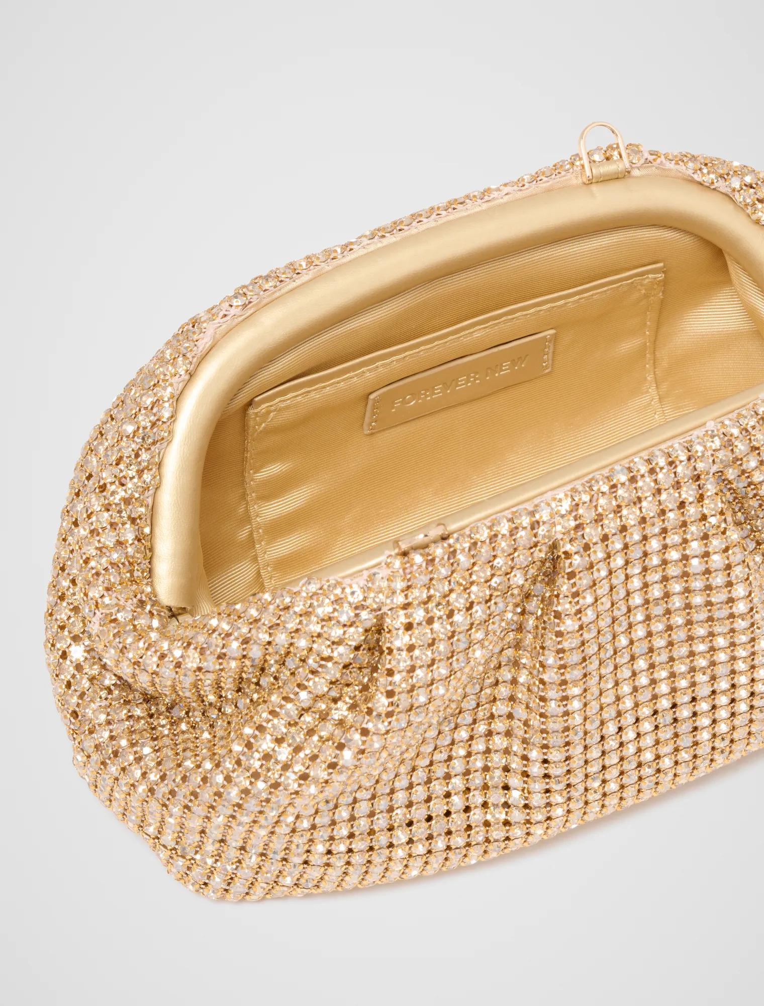 Ariel Soft Shiny Clutch Gold