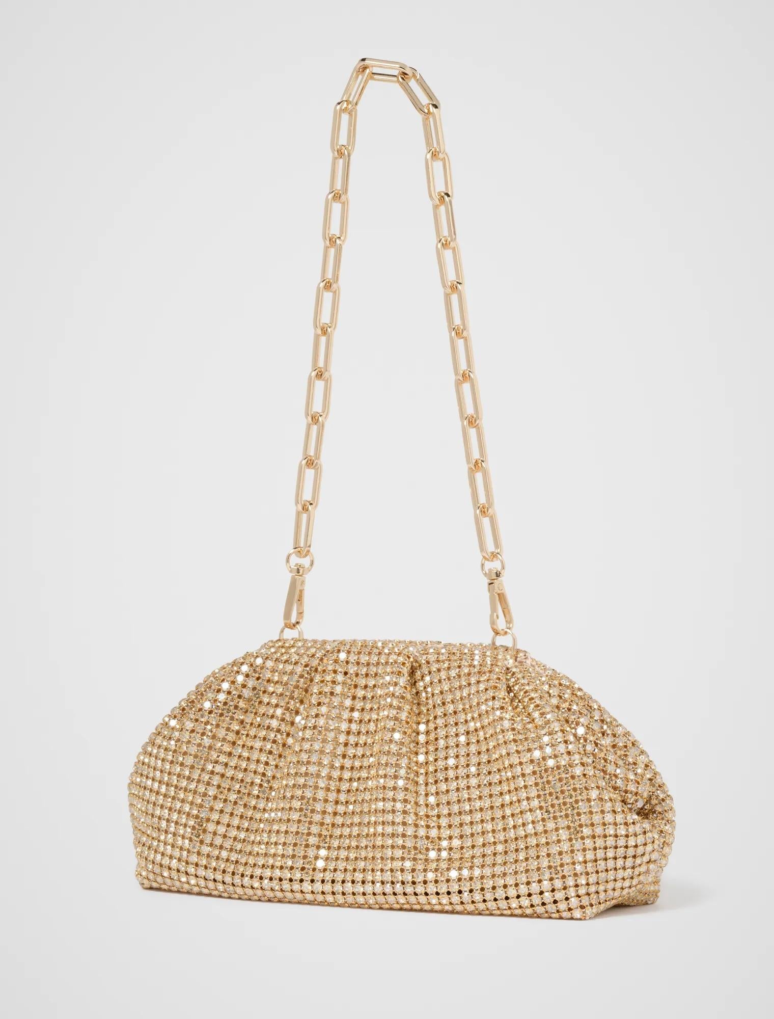 Ariel Soft Shiny Clutch Gold