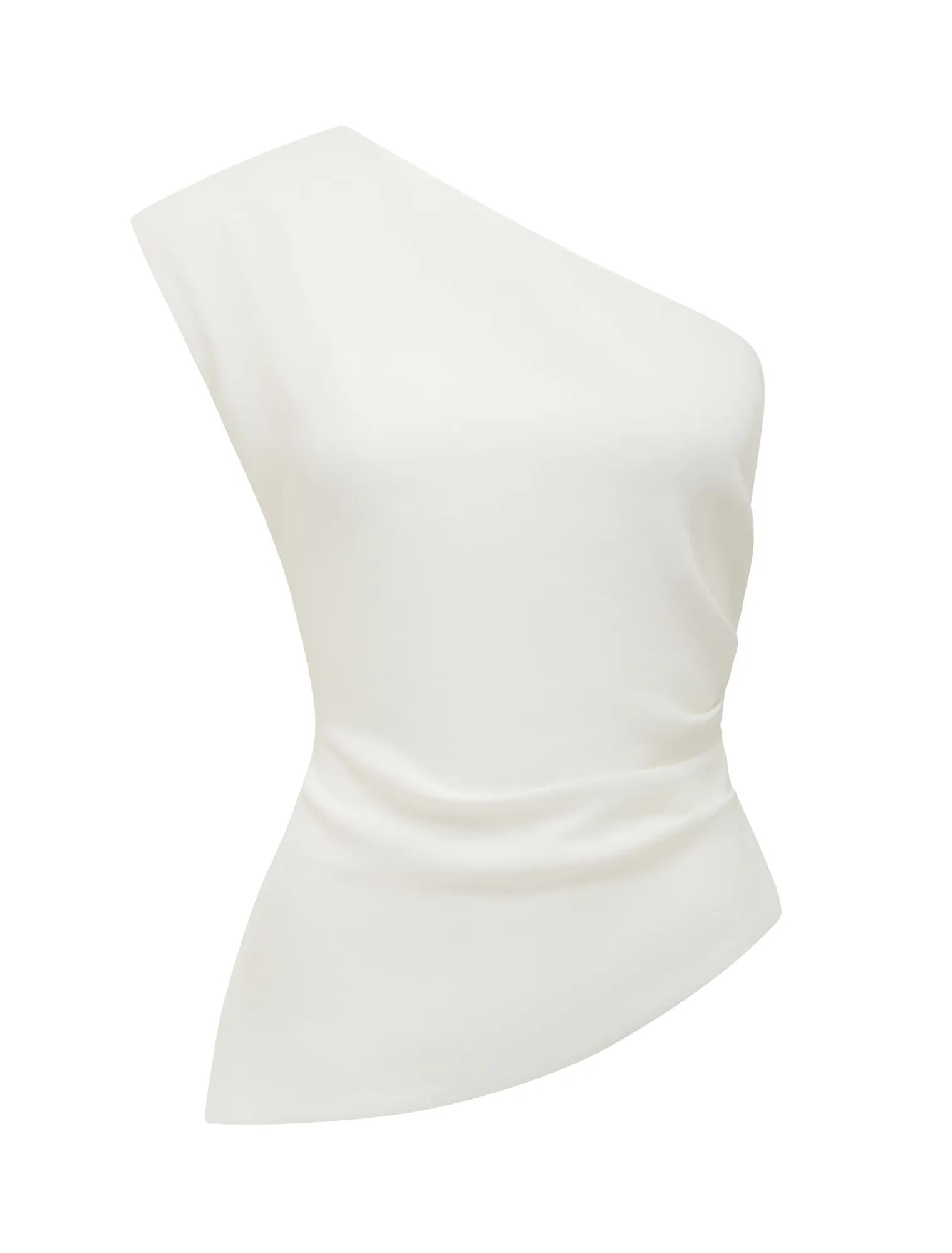 Adriana Asymmetrical Tuck Top Porcelain_mannequin
