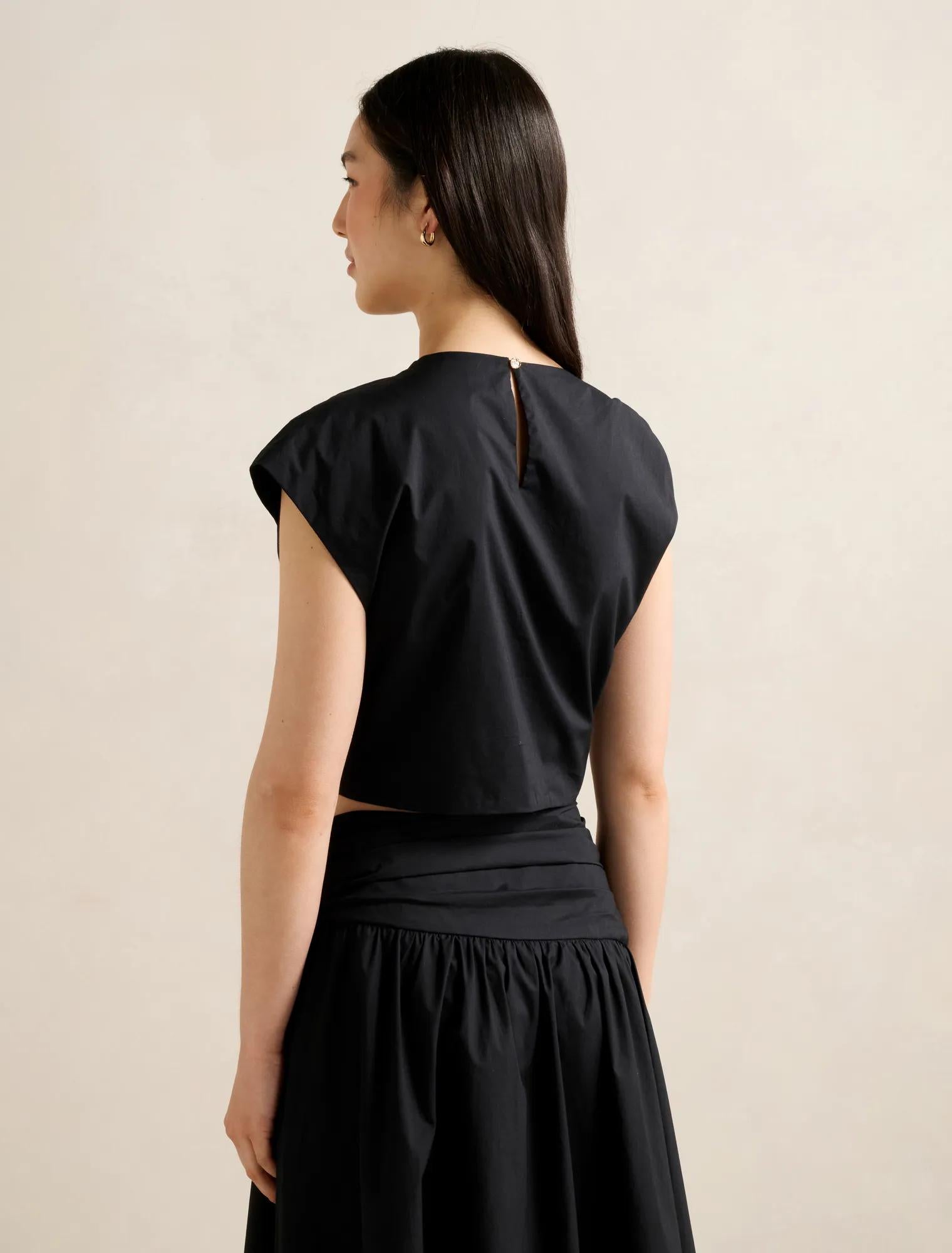Dottie Draped Hardware Top Black Co-Ord