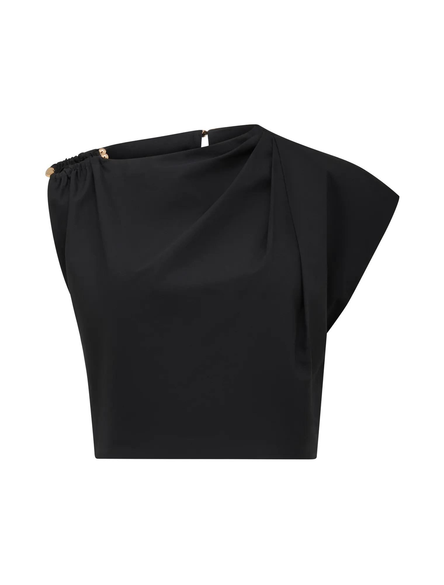 Dottie Draped Hardware Top Black Co-Ord_mannequin