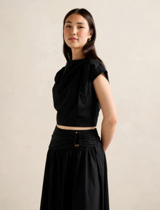 Dottie Draped Hardware Top Black Co-Ord