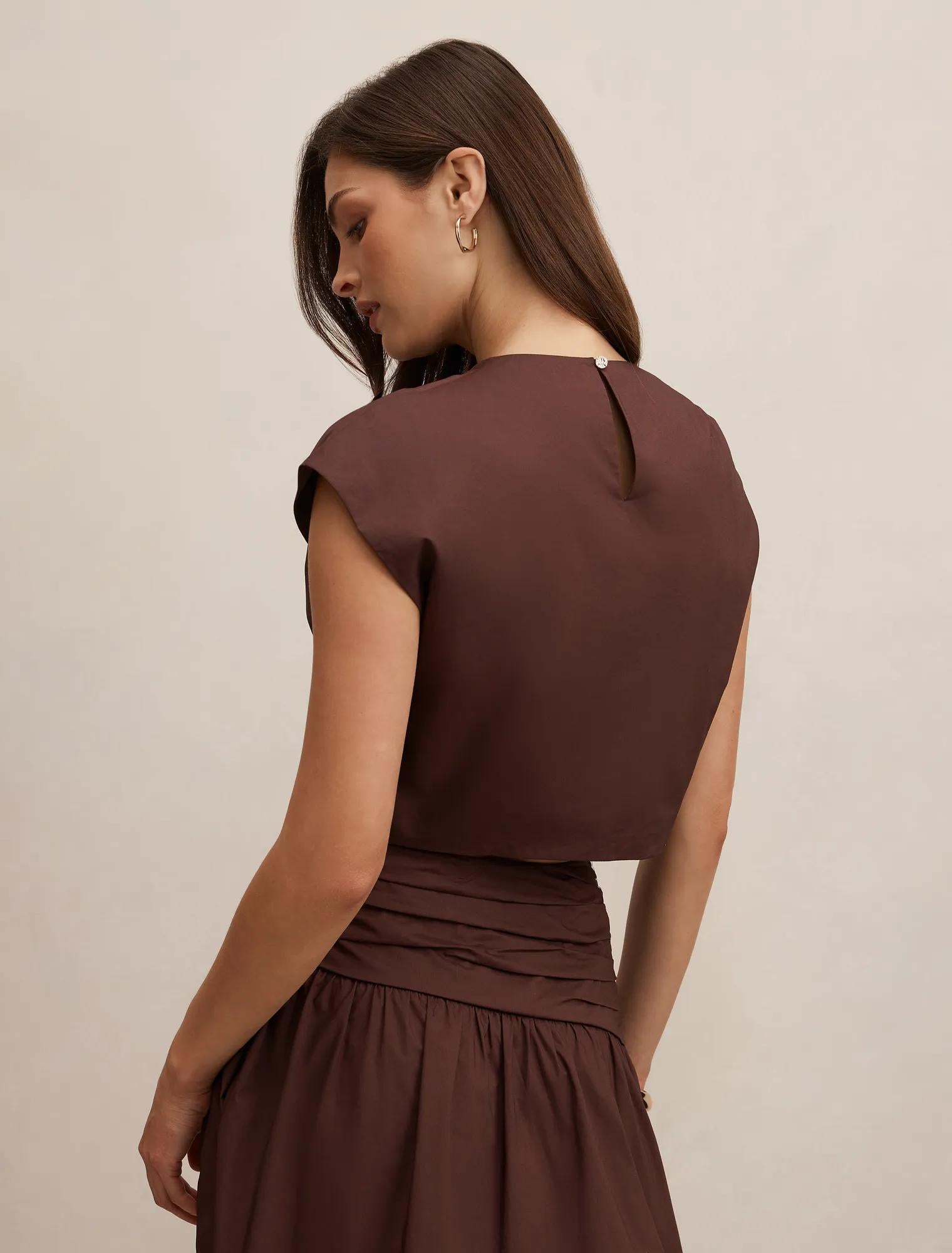Dottie Draped Hardware Top Chocolate Co-ord