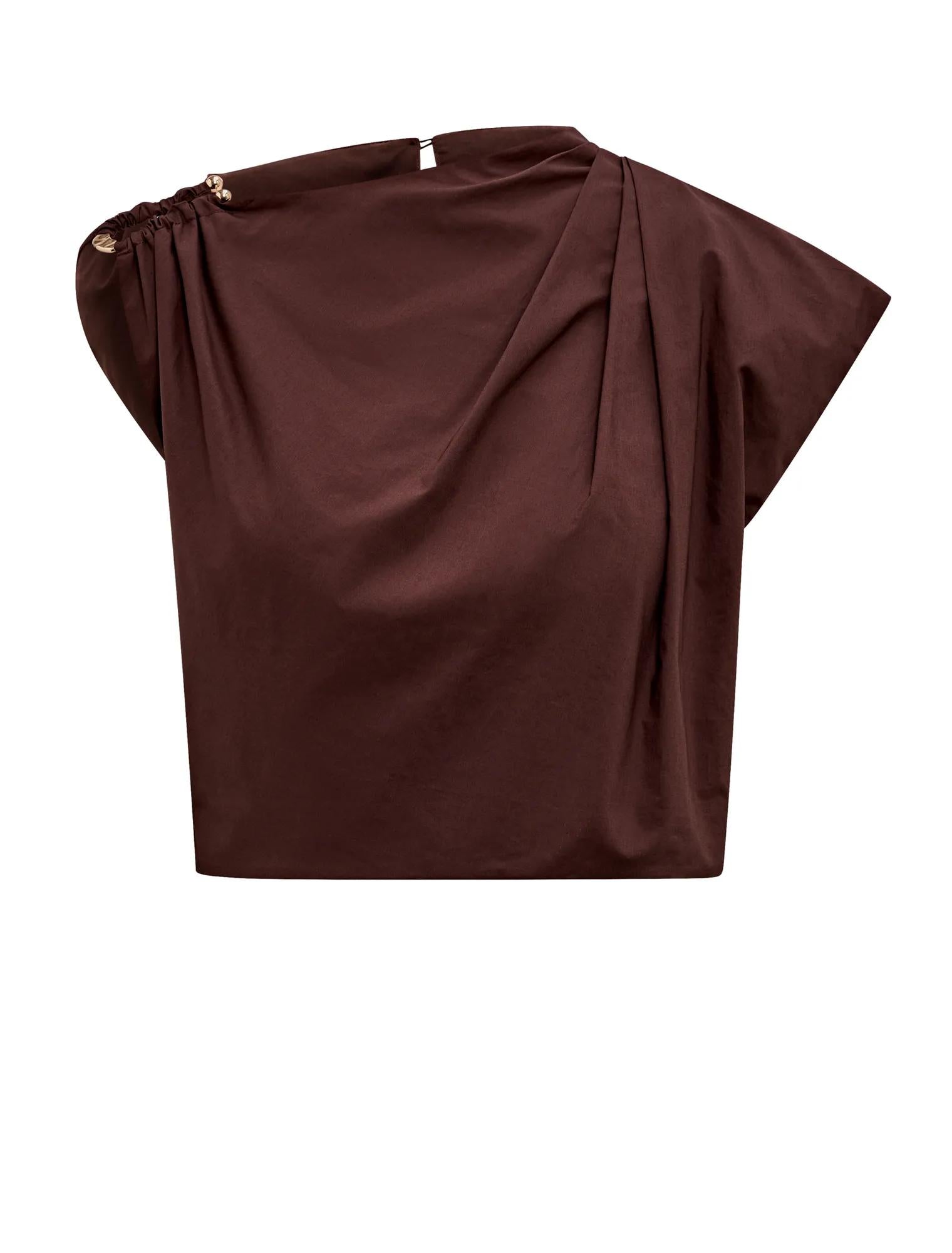 Dottie Draped Hardware Top Chocolate Co-ord_mannequin