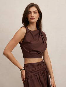 Dottie Draped Hardware Top Chocolate Co-ord