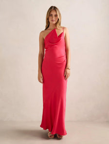 Violetta Cowl Neck Maxi Dress Raspberry