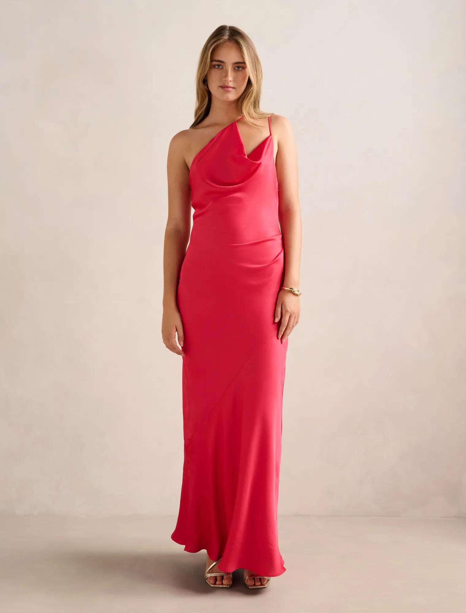 Violetta Cowl Neck Maxi Dress Raspberry
