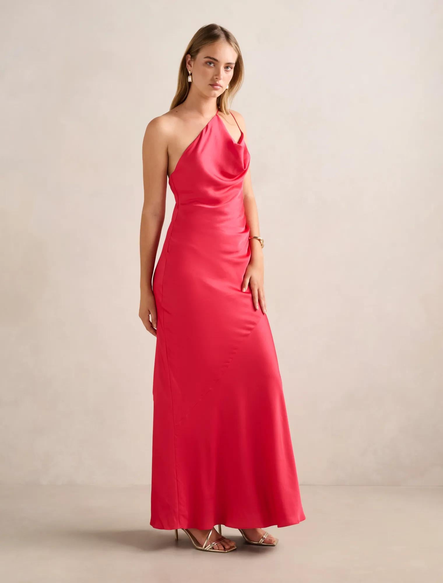 Violetta Cowl Neck Maxi Dress Raspberry