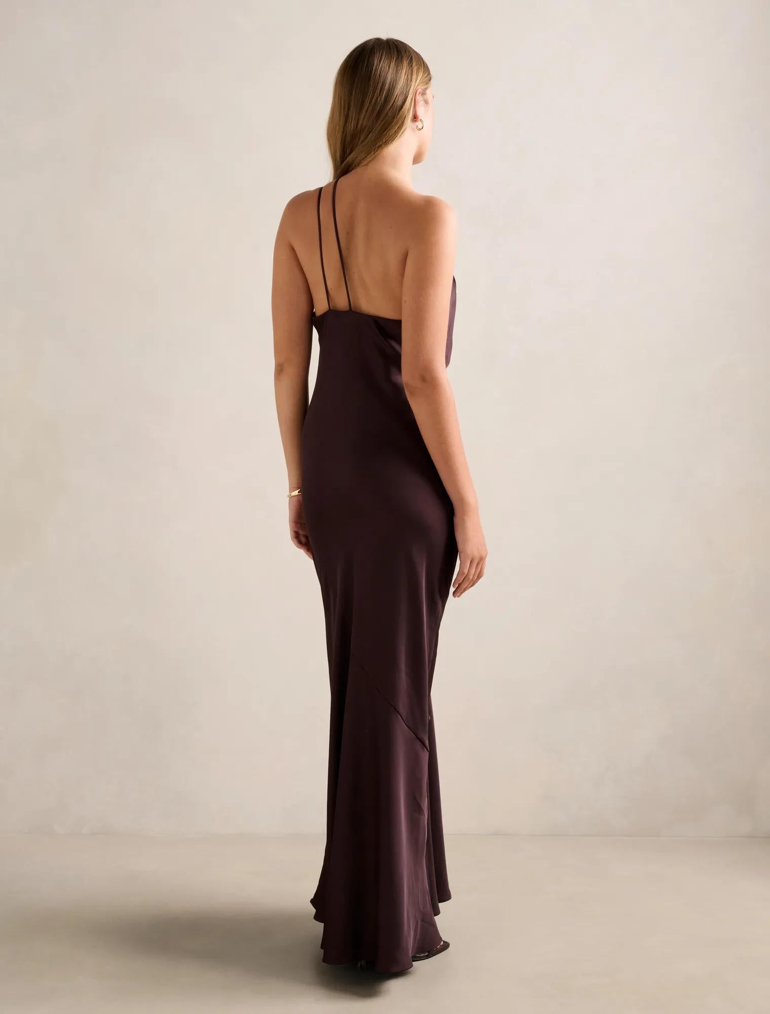 Violetta Cowl Neck Maxi Dress Dark Chocolate