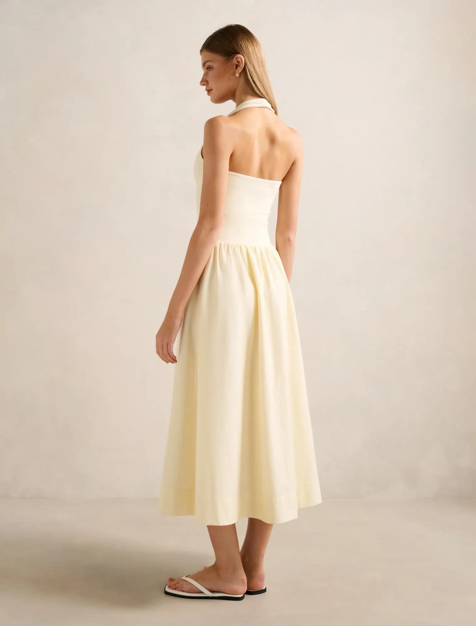 Margot 2-in-1 Halter Midi Dress Whipped Butter