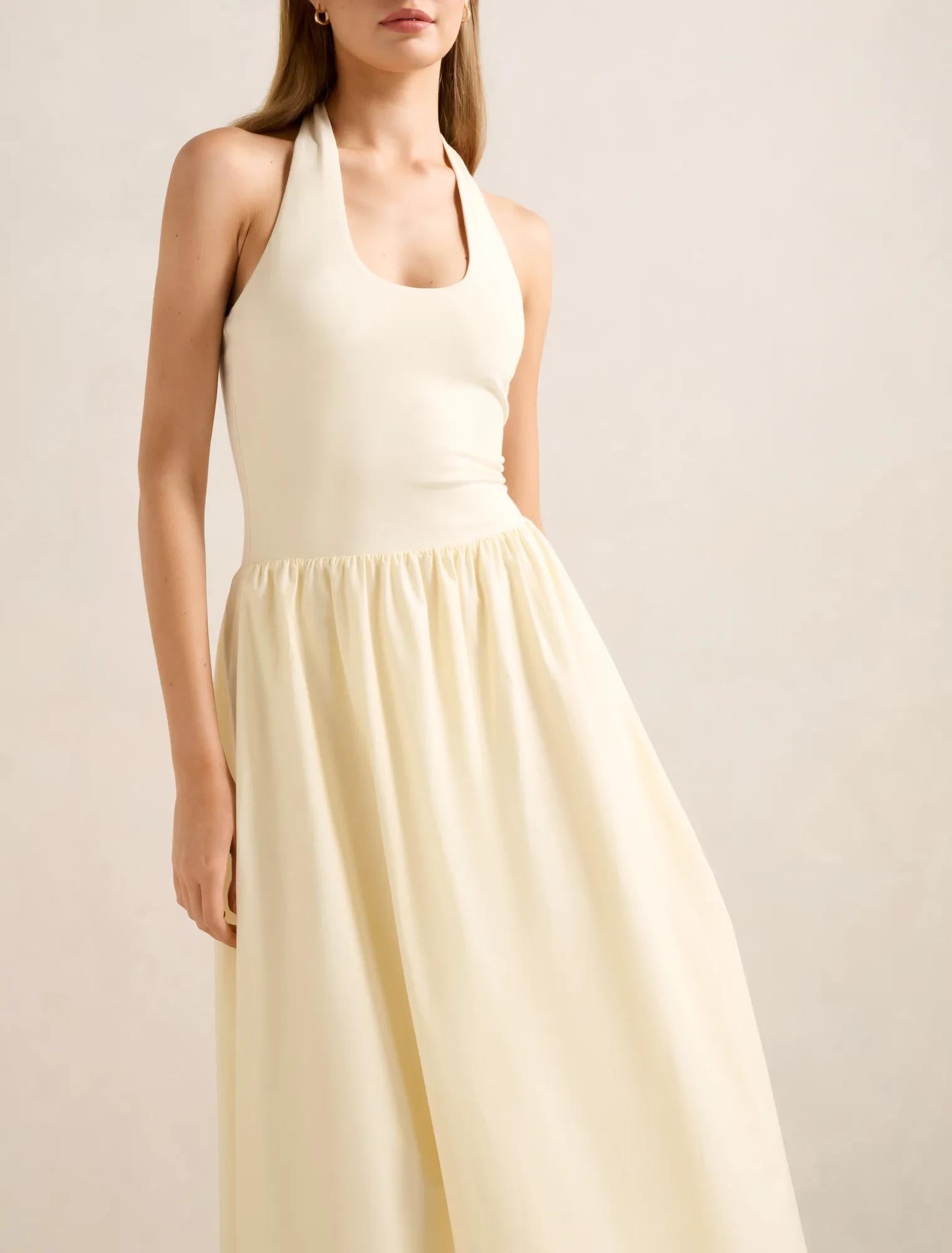 Margot 2-in-1 Halter Midi Dress Whipped Butter