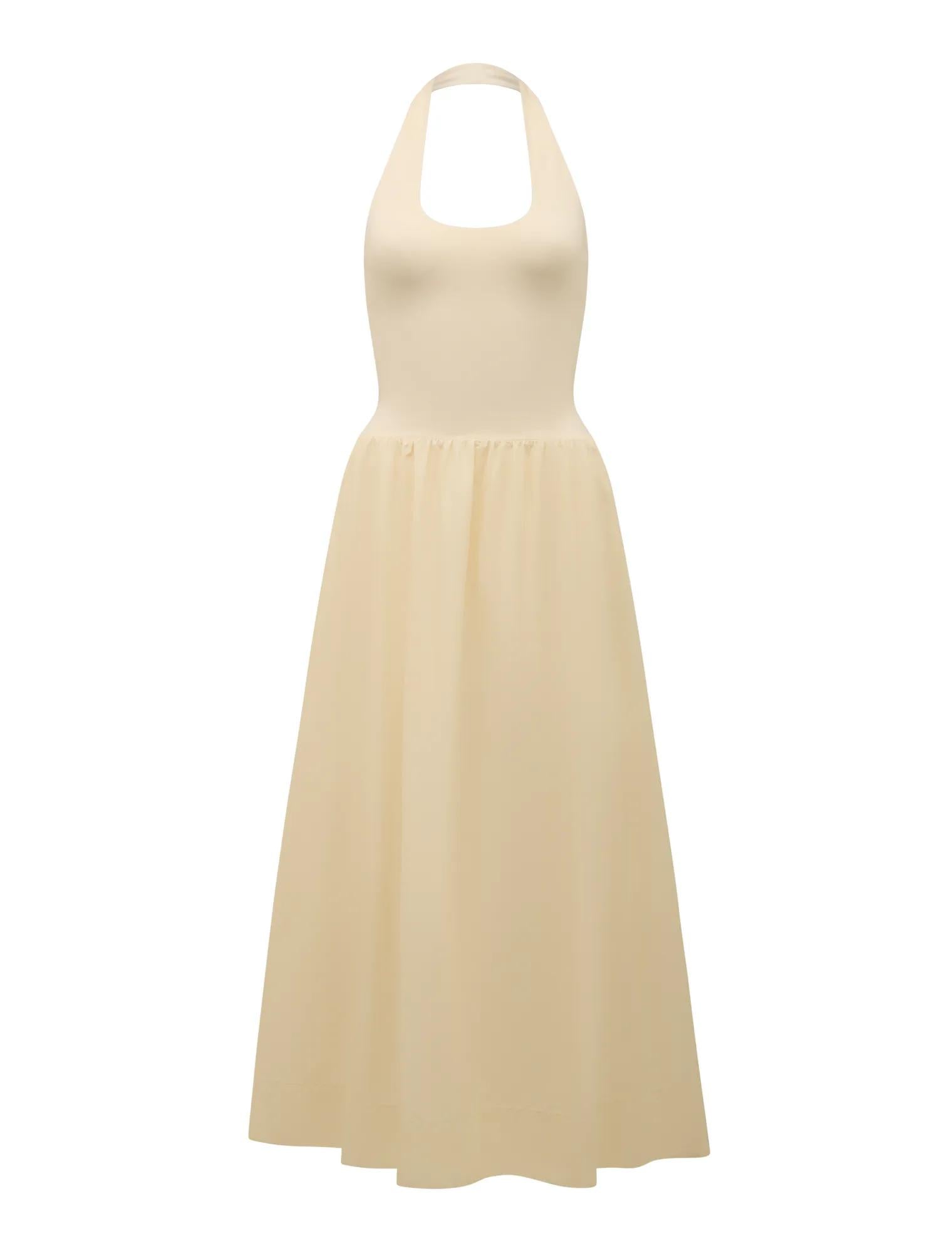 Margot 2-in-1 Halter Midi Dress Whipped Butter