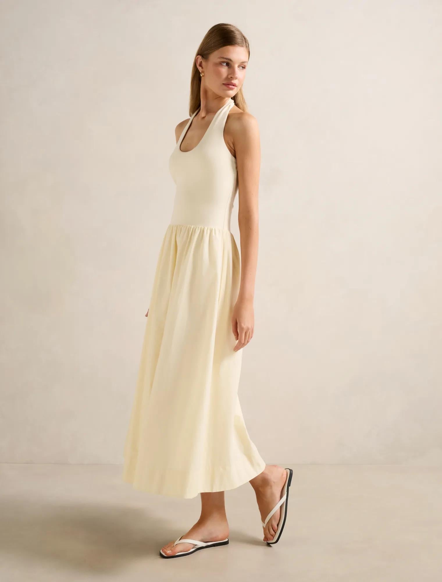 Margot 2-in-1 Halter Midi Dress Whipped Butter