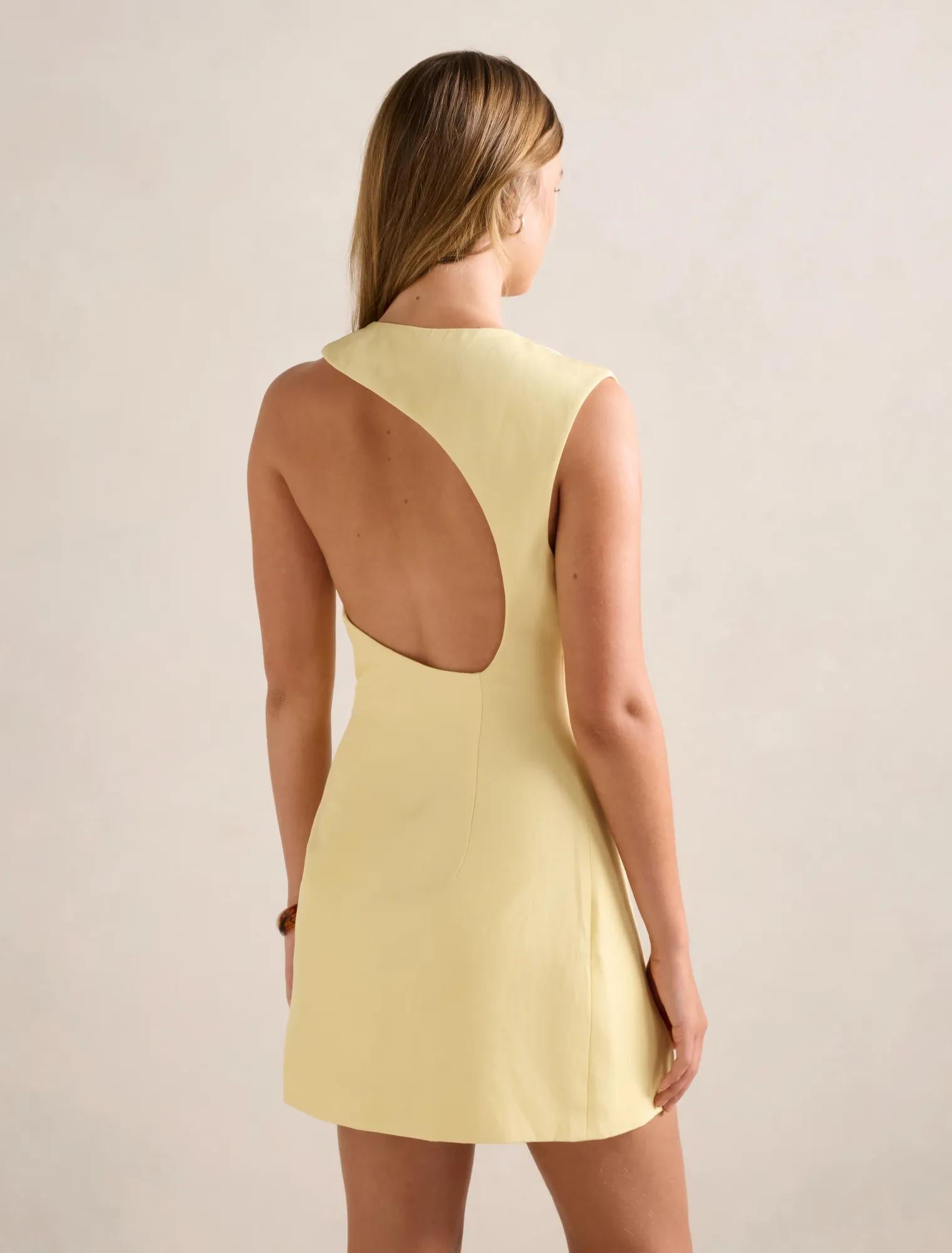 Jayde Asymmetric Mini Dress Double Cream