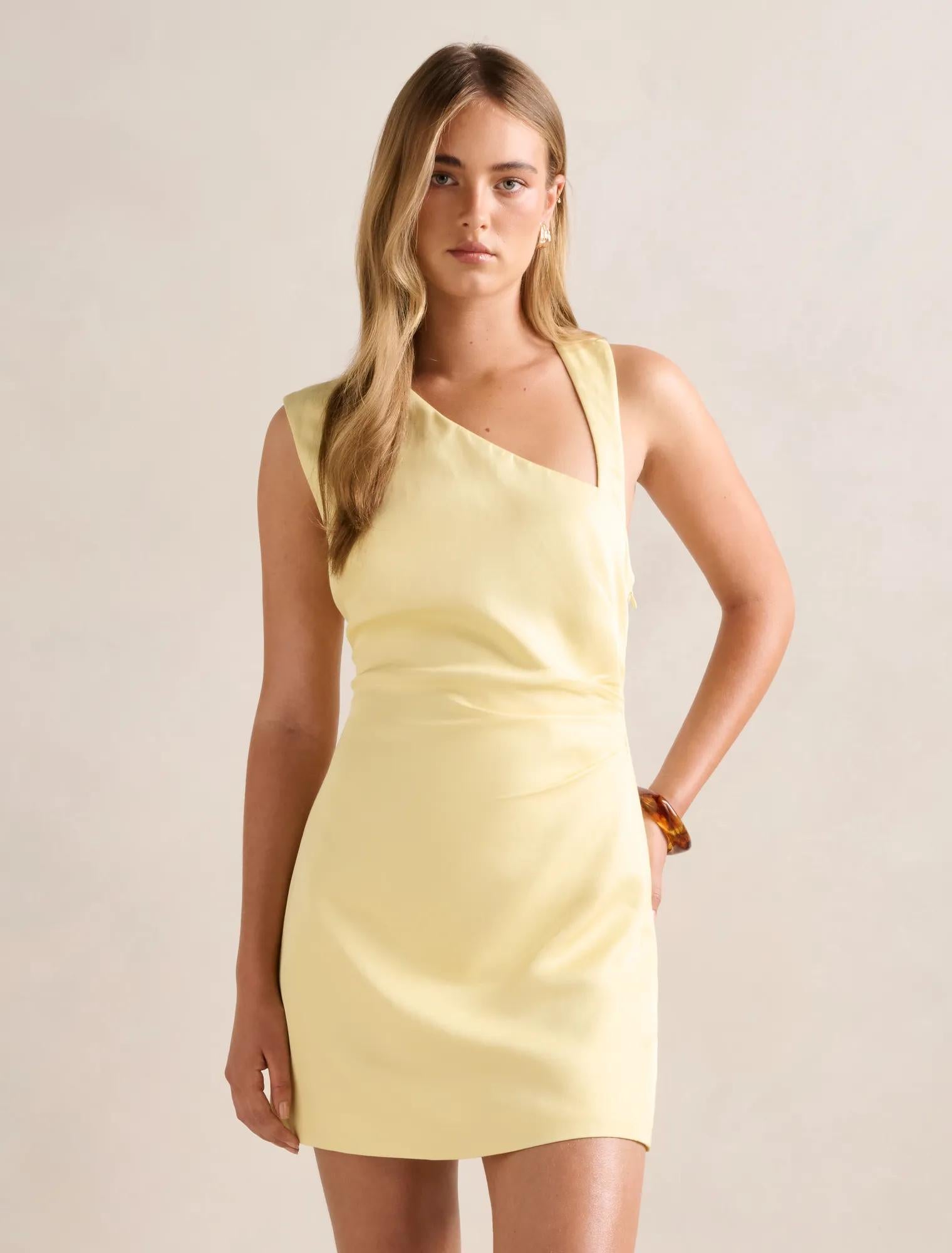 Jayde Asymmetric Mini Dress Double Cream