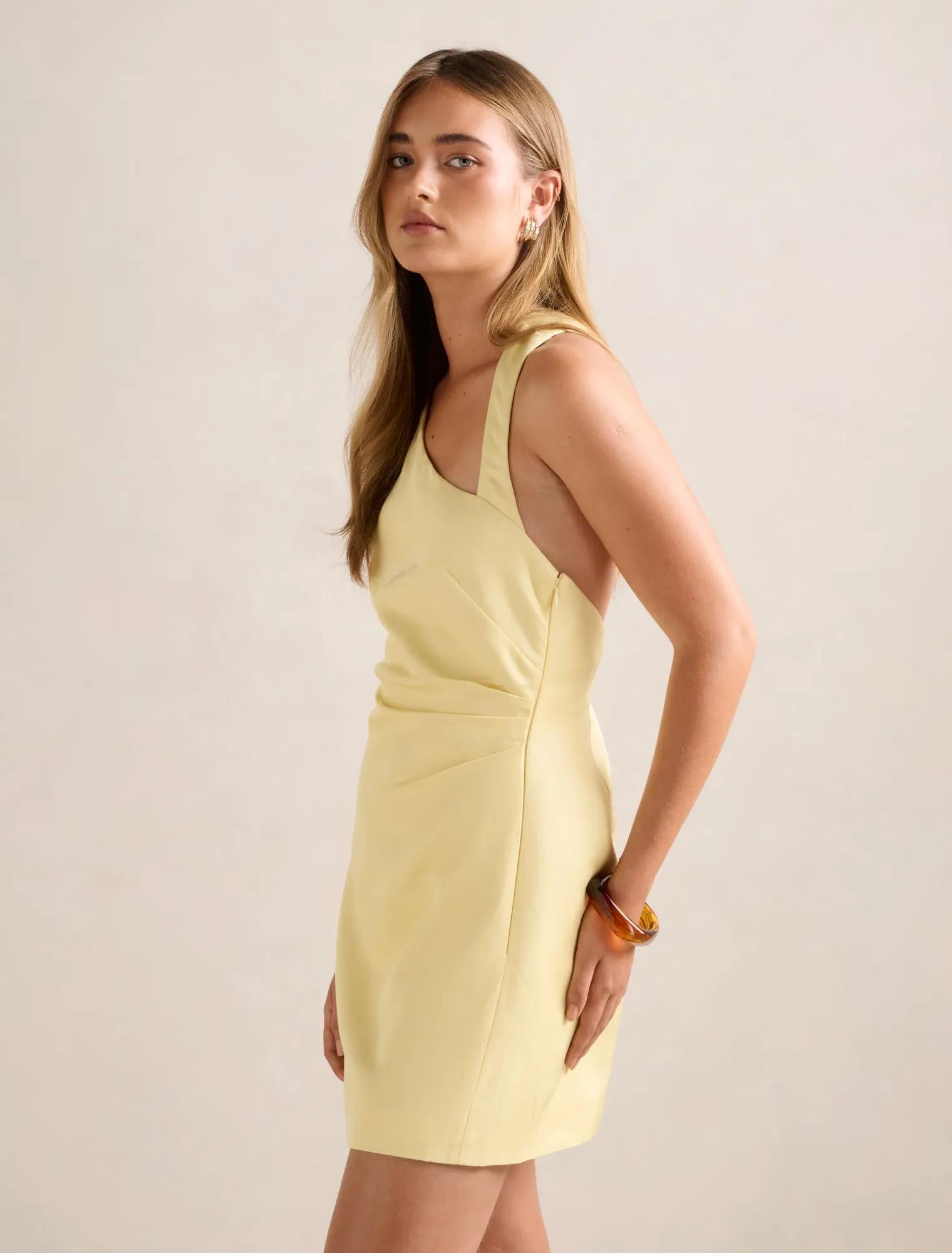 Jayde Asymmetric Mini Dress Double Cream