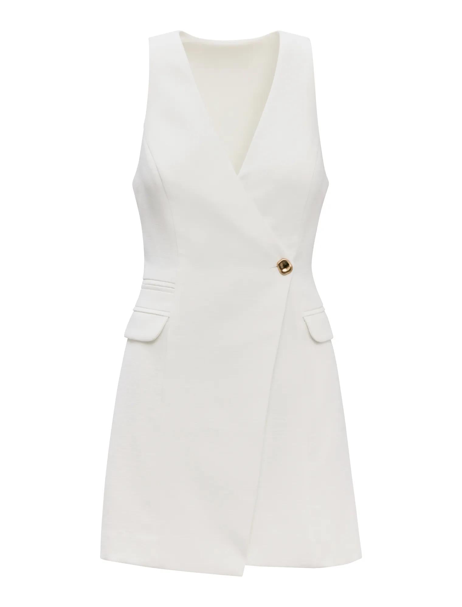 Alina Wrap Halter Mini Dress Porcelain