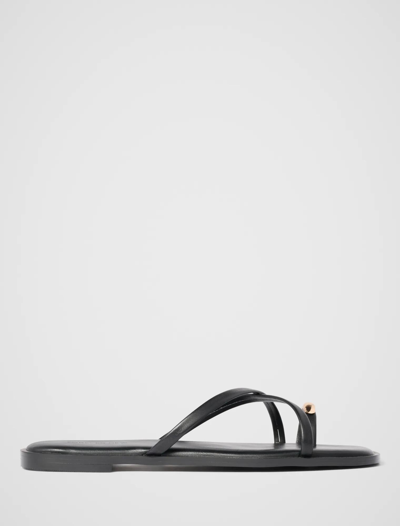 Brynn Toe Thong Trim Flat Sandal Black_mannequin