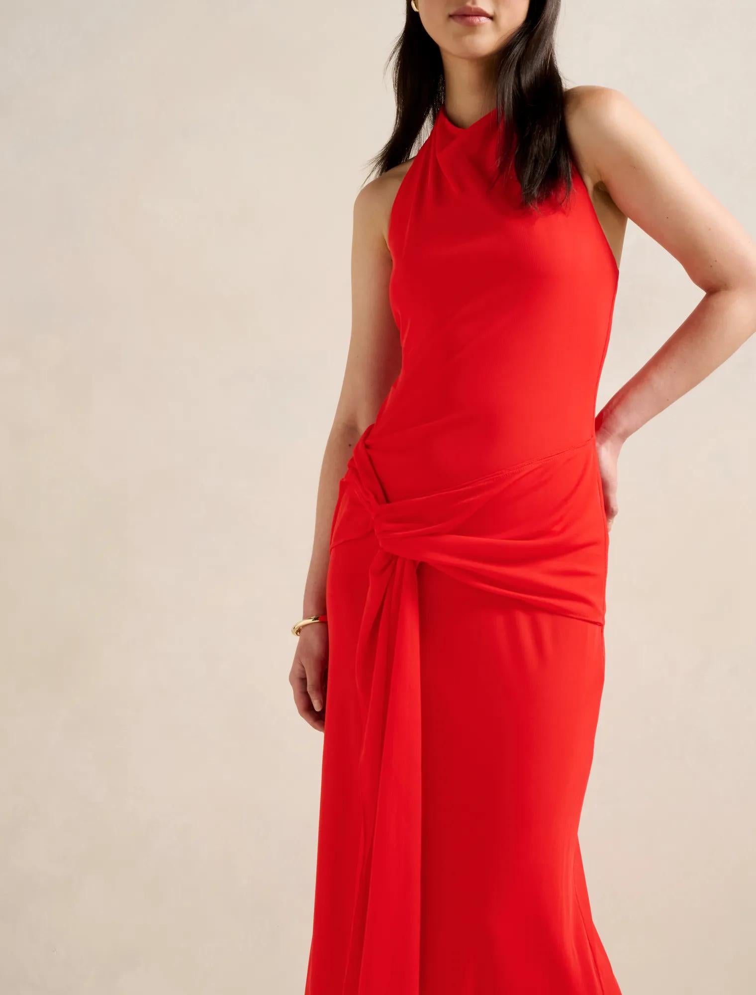 Abby Halter Mesh Maxi Dress BRIGHT RED