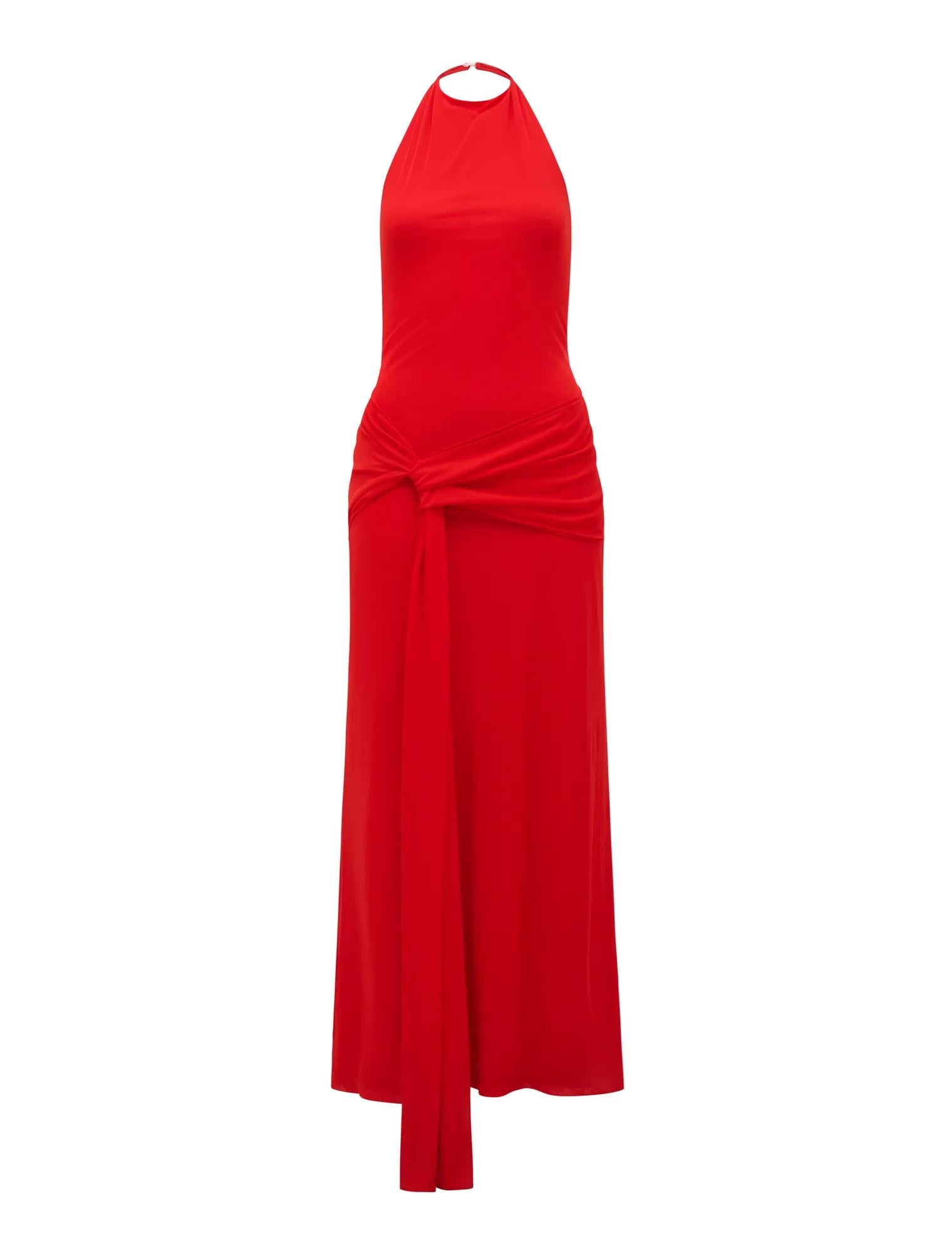 Abby Halter Mesh Maxi Dress BRIGHT RED_mannequin