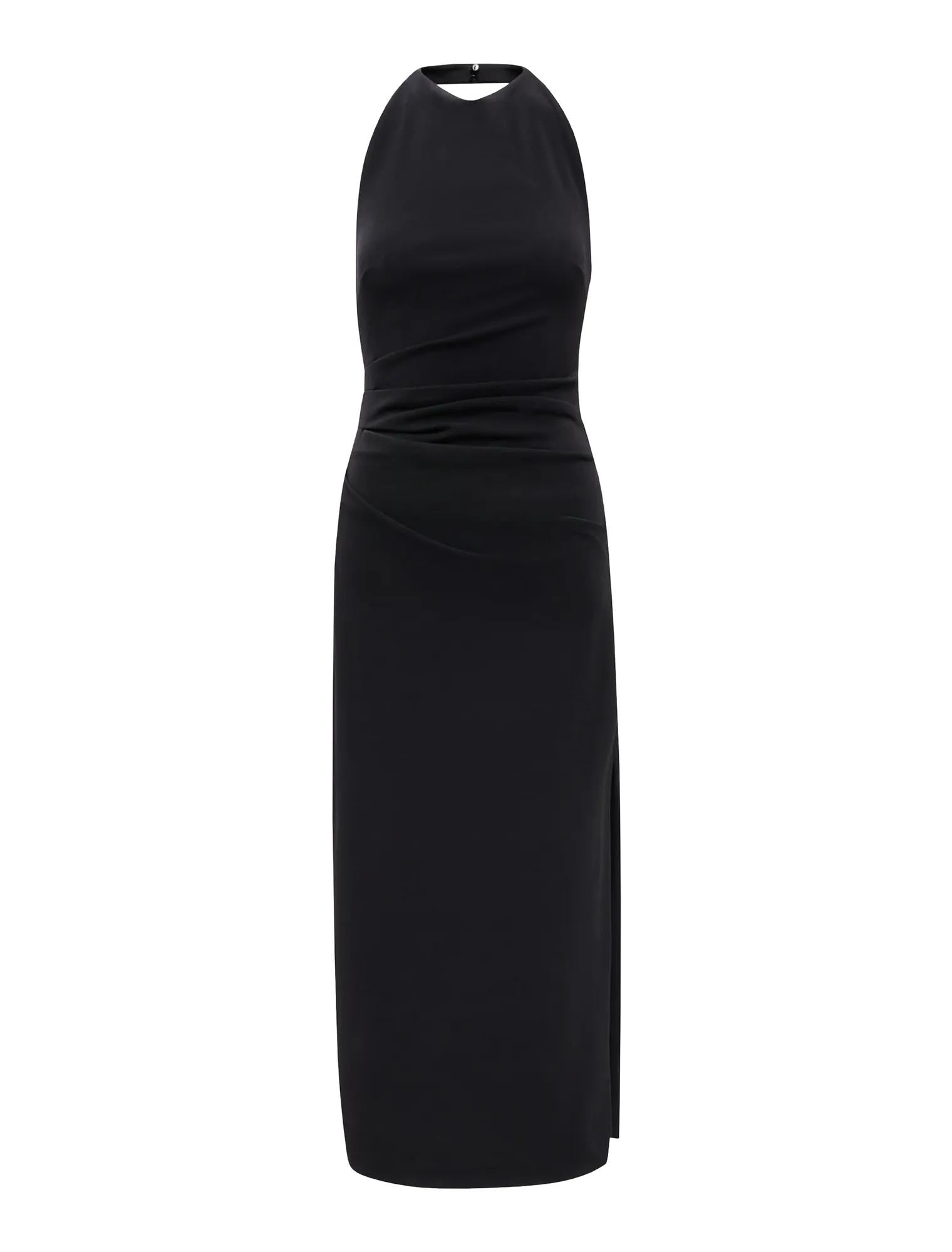 Daphne Halter Column Midi Dress Black_mannequin