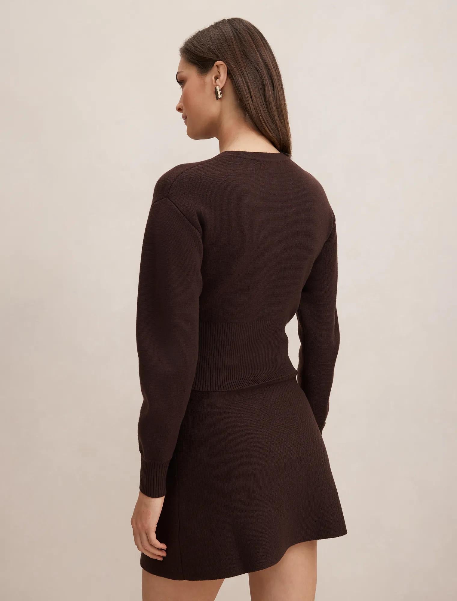 Lara Sculpted Cardigan Chocolate Co-ord