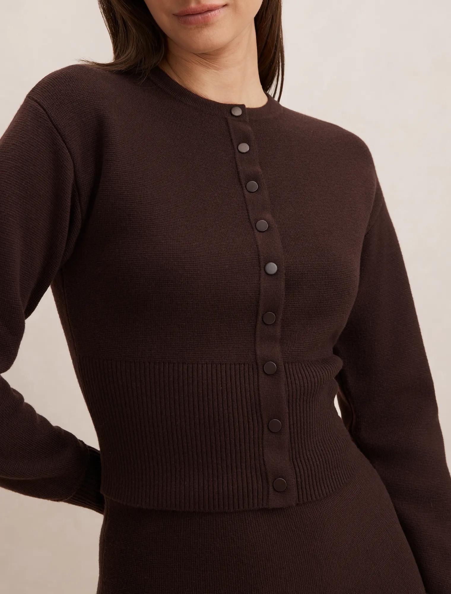 Lara Sculpted Cardigan Chocolate Co-ord