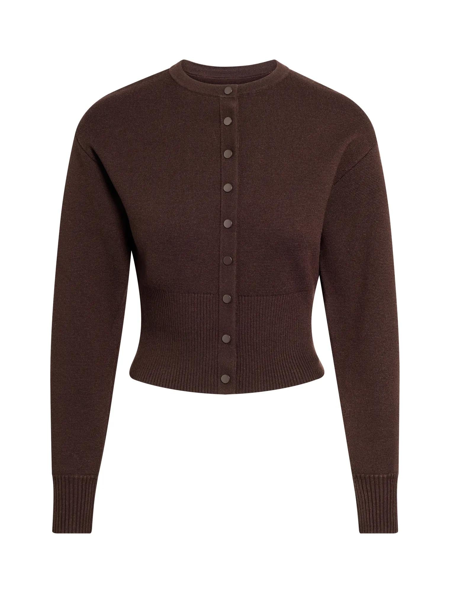Lara Sculpted Cardigan Chocolate Co-ord