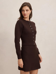 Lara Sculpted Cardigan Chocolate Co-ord