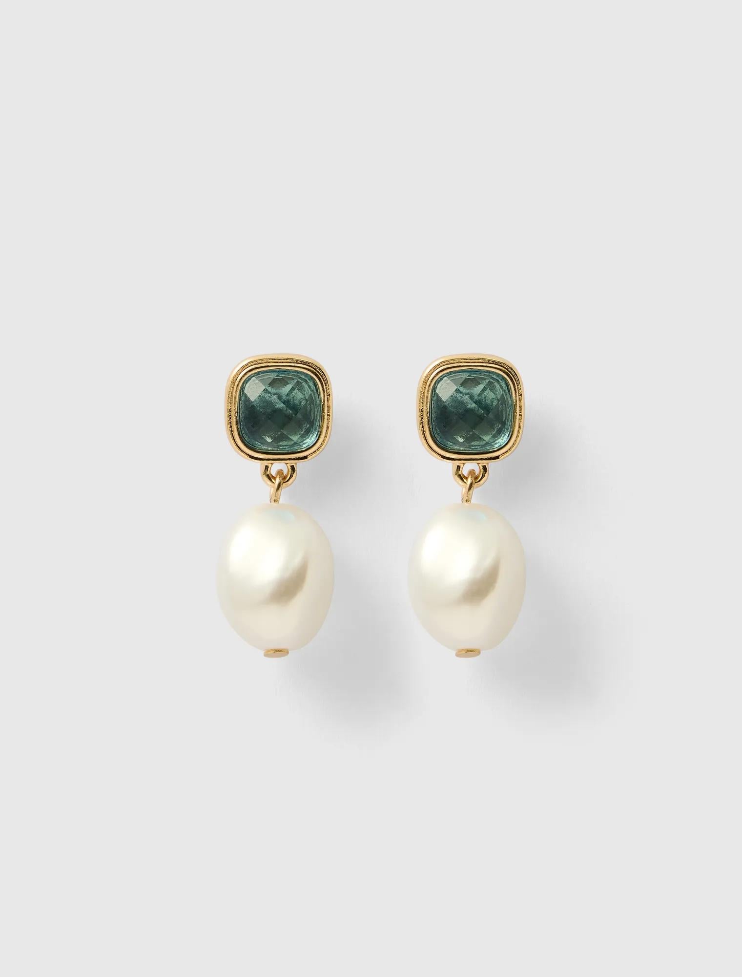 Sofia Stone Drop Earrings Pearl/Sky Blue_mannequin