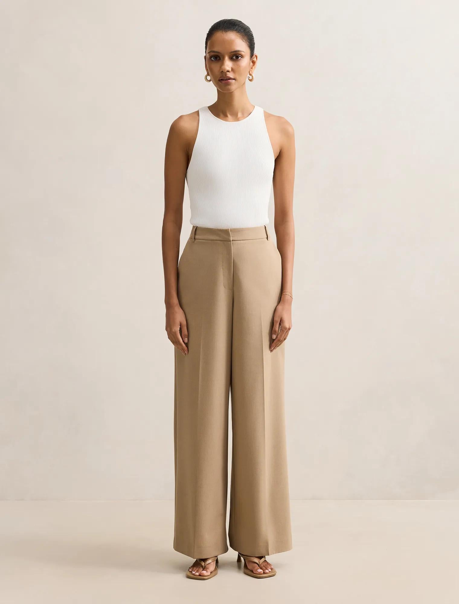 Sophia Petite Wide Leg Pants Milk Coffee