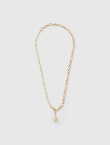 Elsie Bead and Chain Necklace Ivory/Gold_mannequin