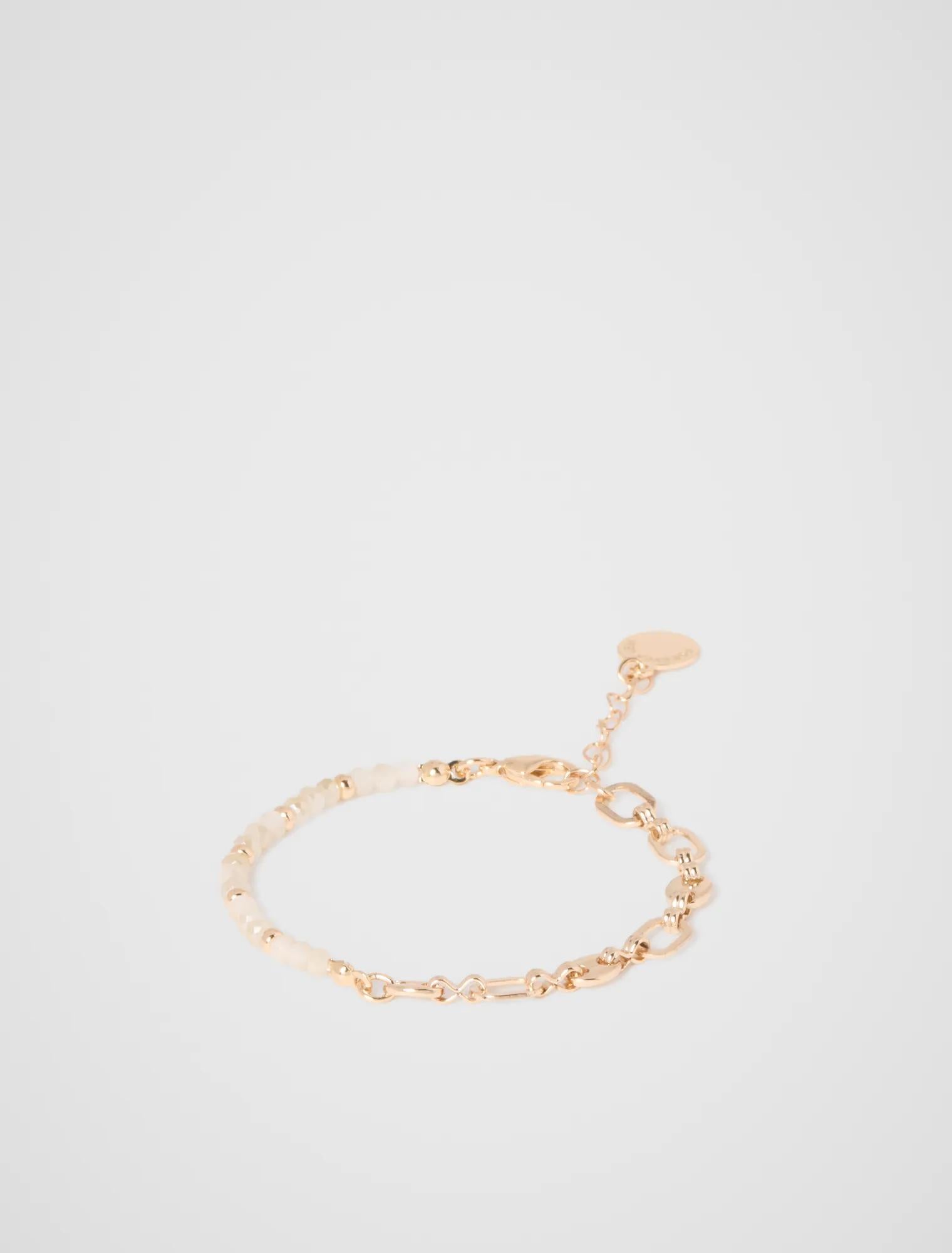 Elsie Bead and Chain Bracelet Ivory/Gold_mannequin