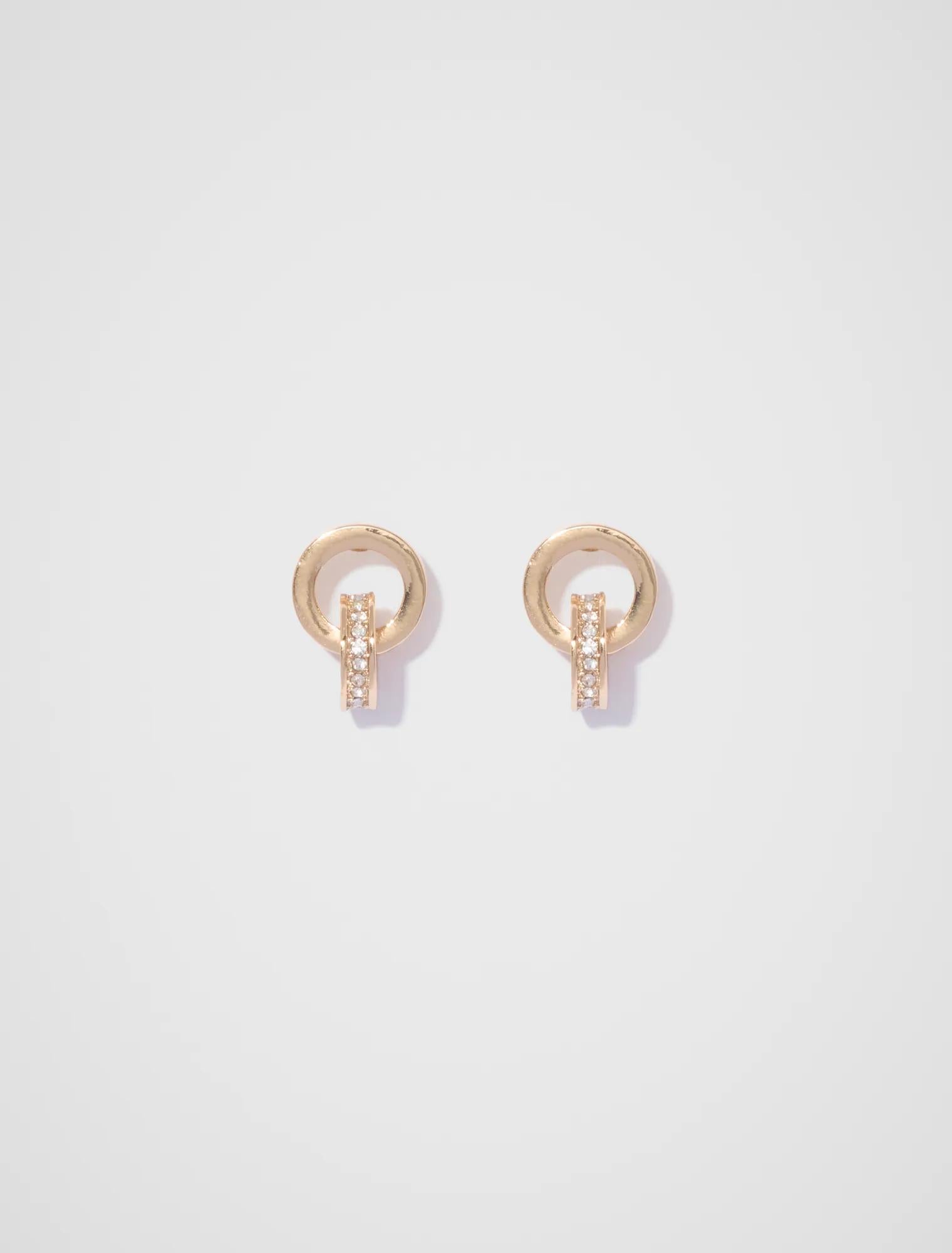 Jasmine Double Hoop Small Earrings Gold/Crystal_mannequin