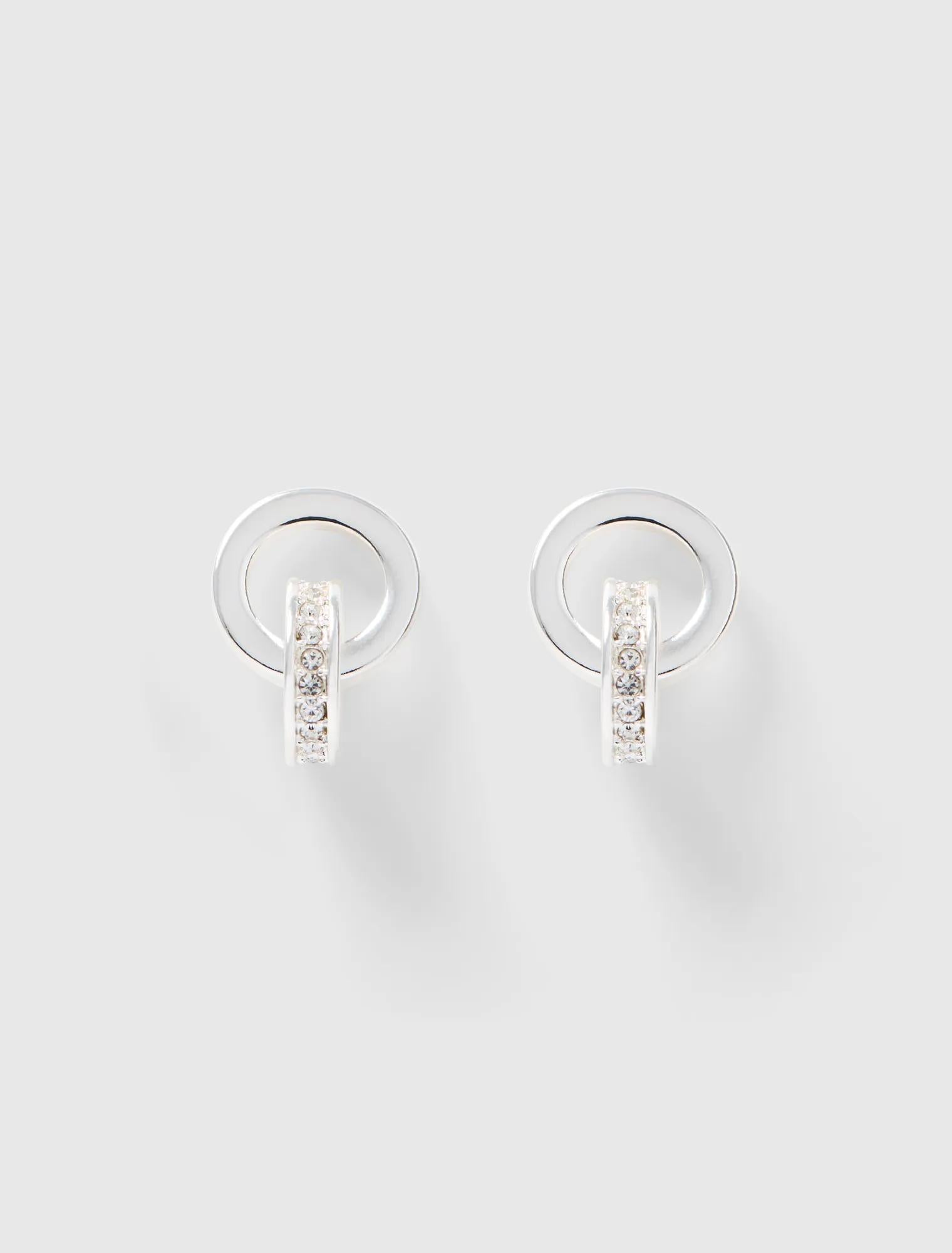 Jasmine Double Hoop Small Earring Silver/ Crystal_mannequin