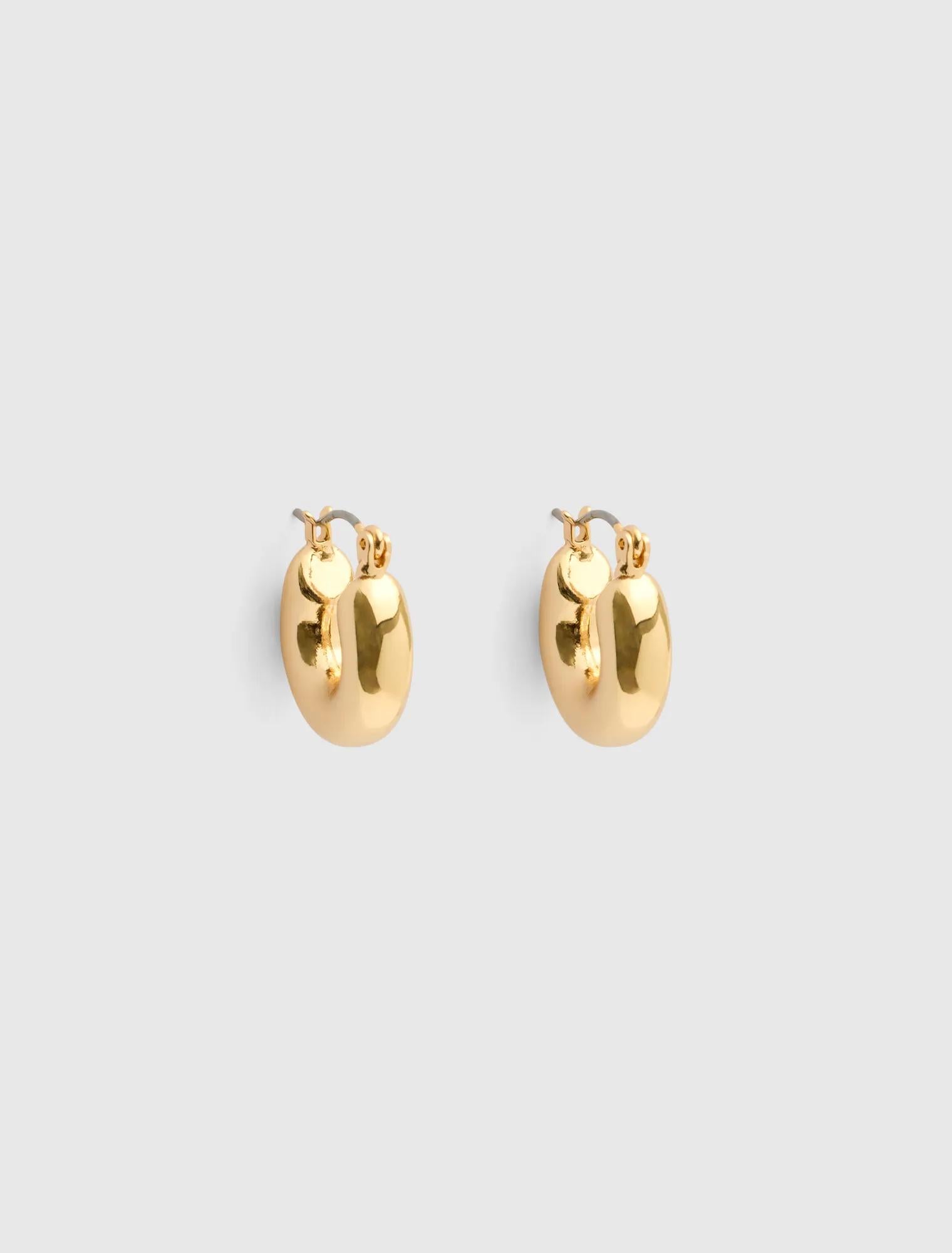 Ayla Small Chunky Hoop Earrings Gold Plated_mannequin