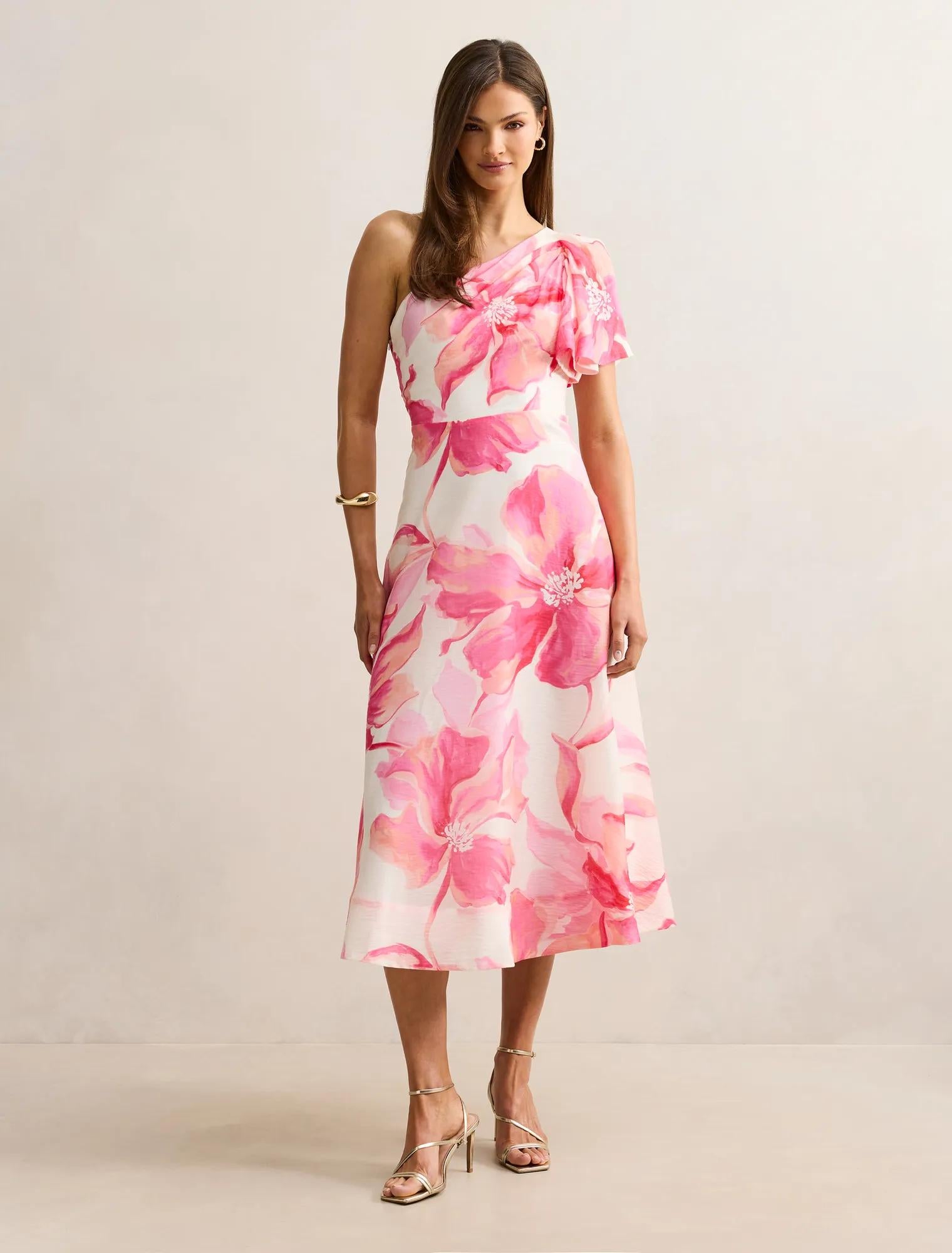 Mattea One Shoulder Midi Dress Maia Floral