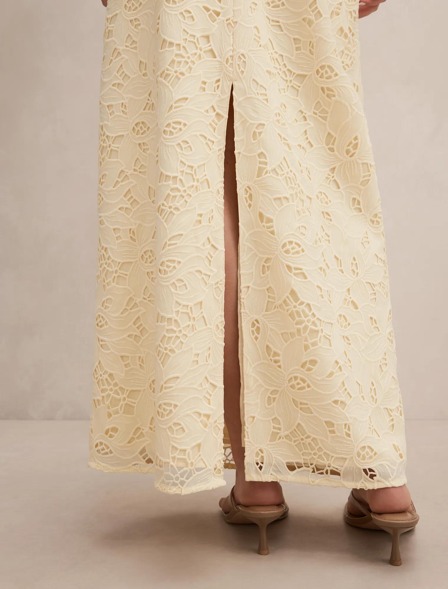 Andie Lace Maxi Skirt Soft Yellow co-ord