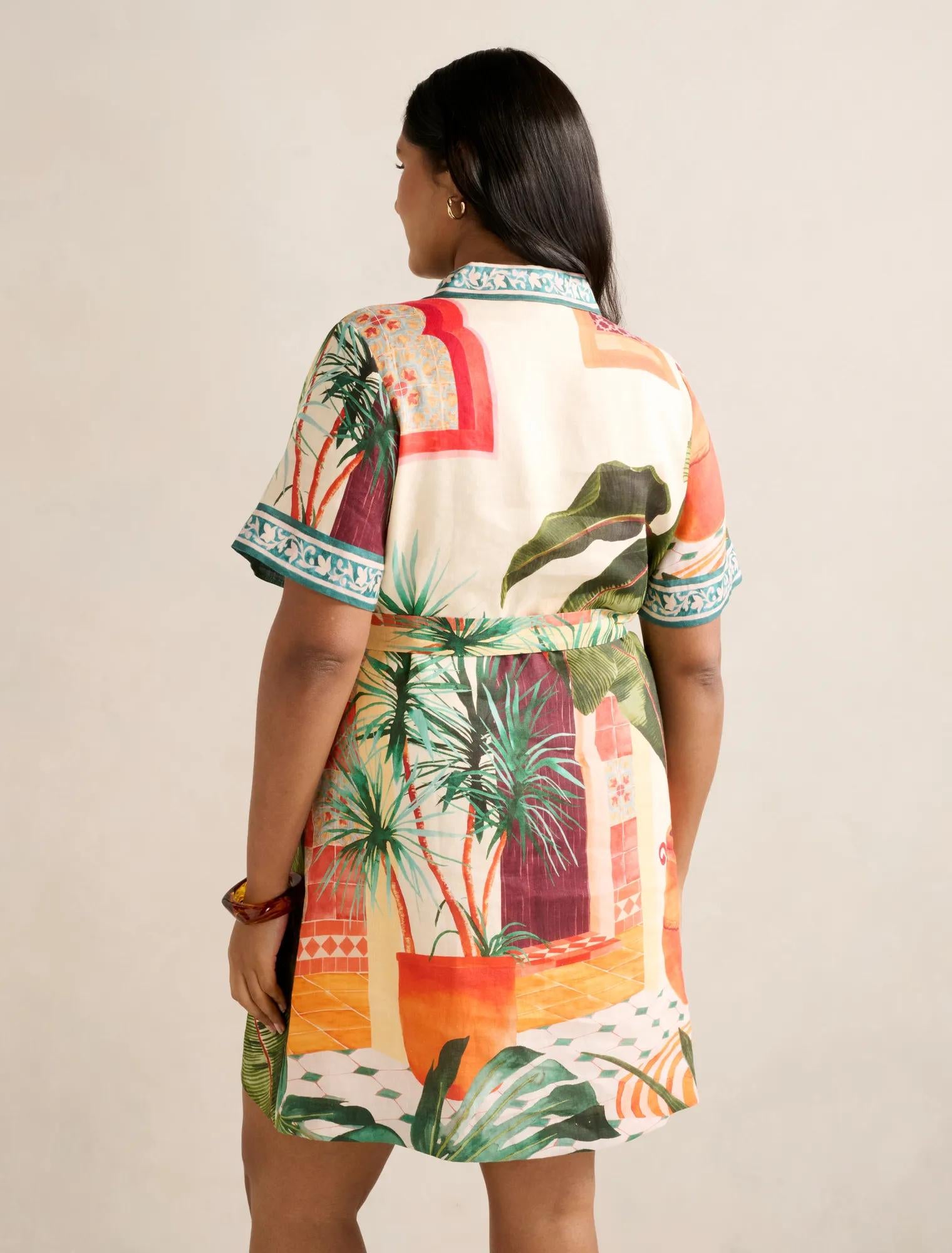 Sabine Curve Printed Shirt Mini Dress Casablanca Holiday