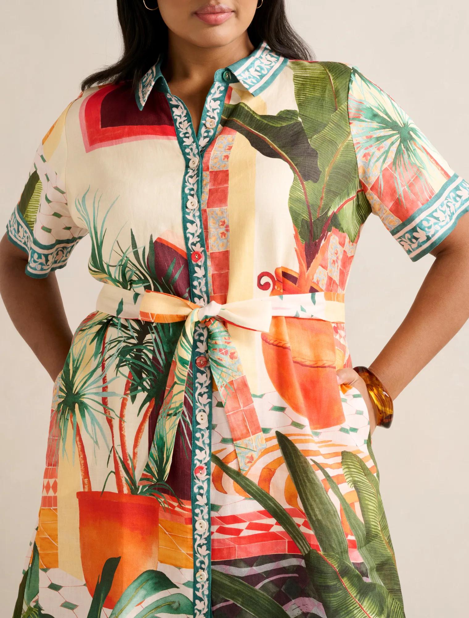 Sabine Curve Printed Shirt Mini Dress Casablanca Holiday