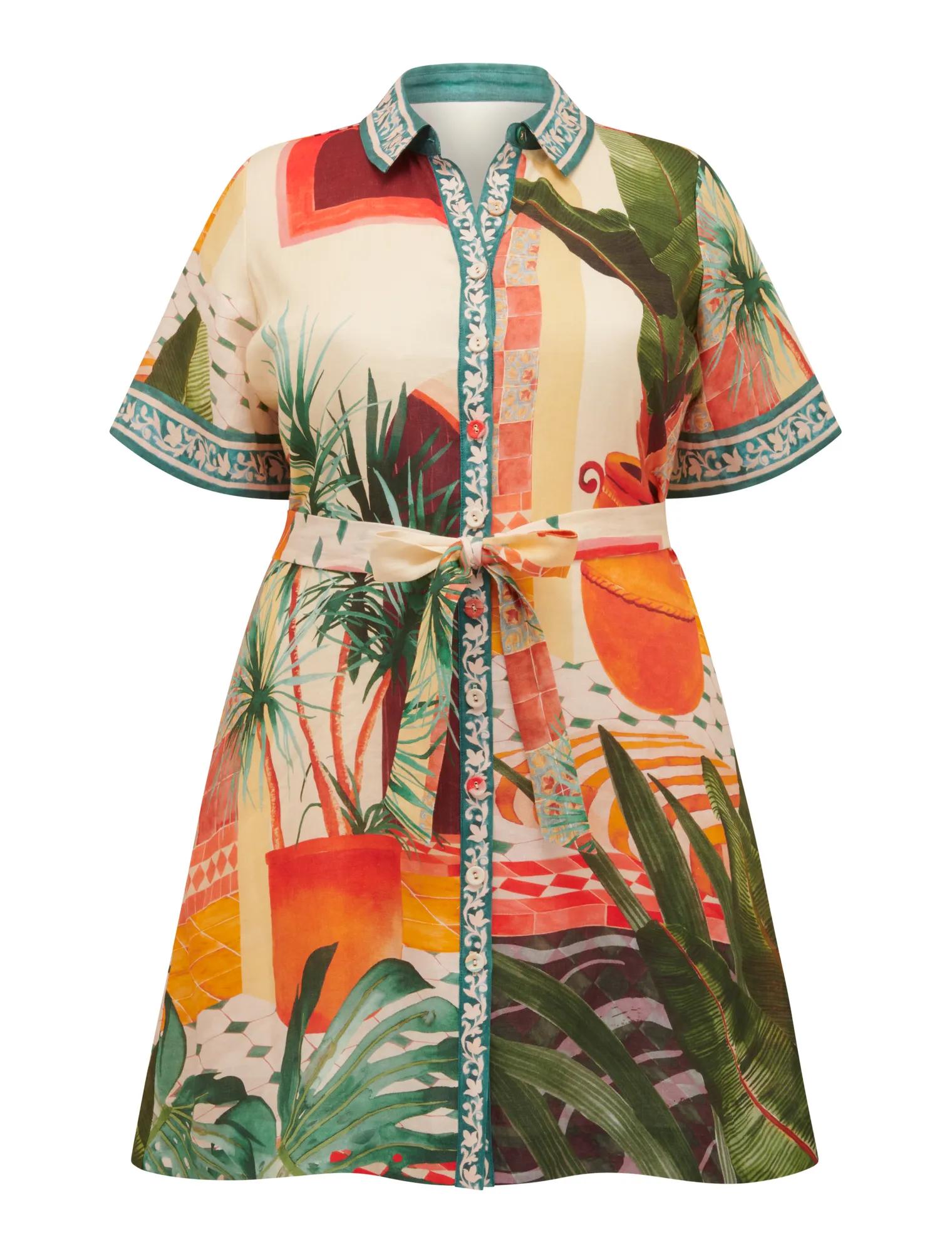 Sabine Curve Printed Shirt Mini Dress Casablanca Holiday_mannequin