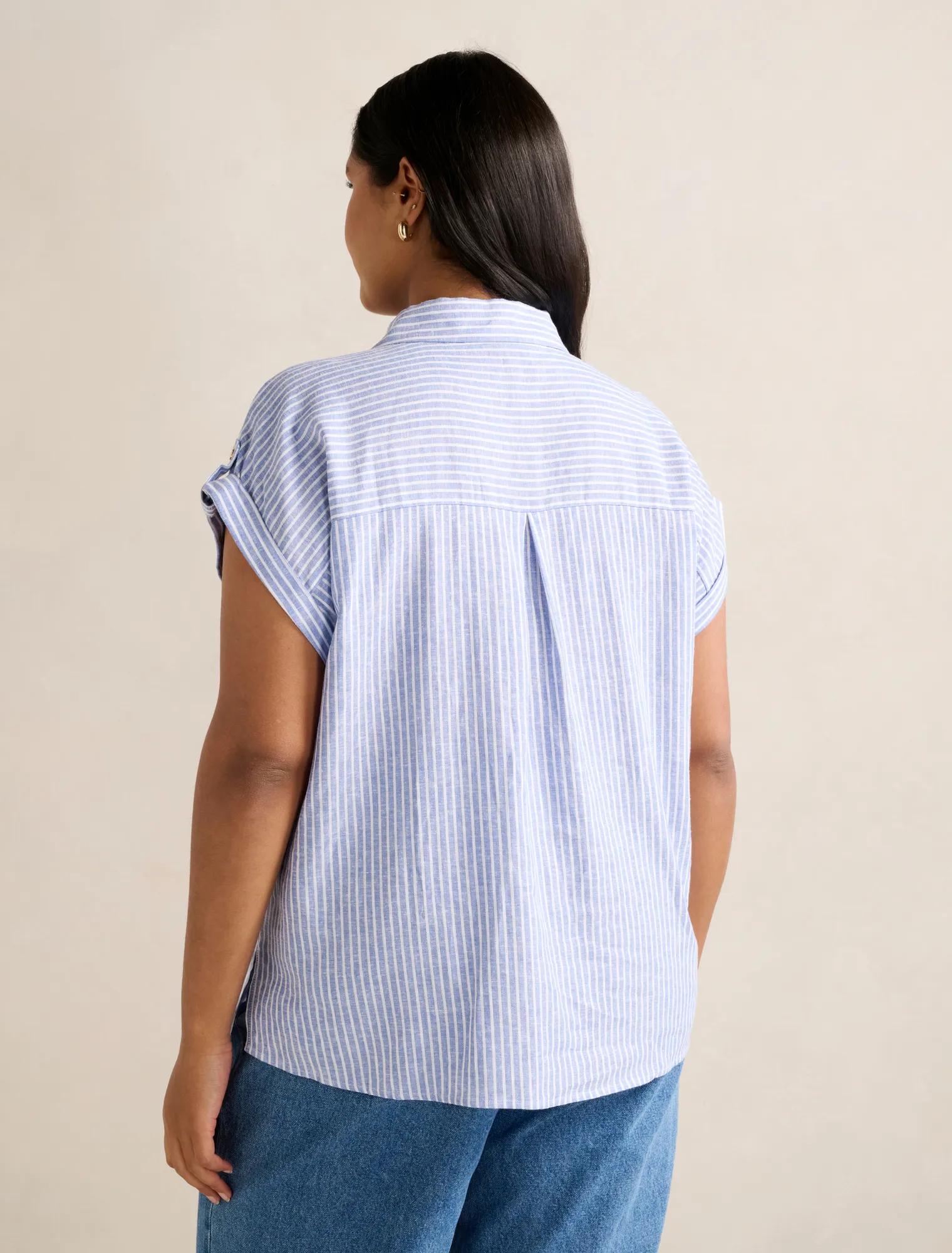 Zadie Curve Short Sleeve Shirt Blue Stripe