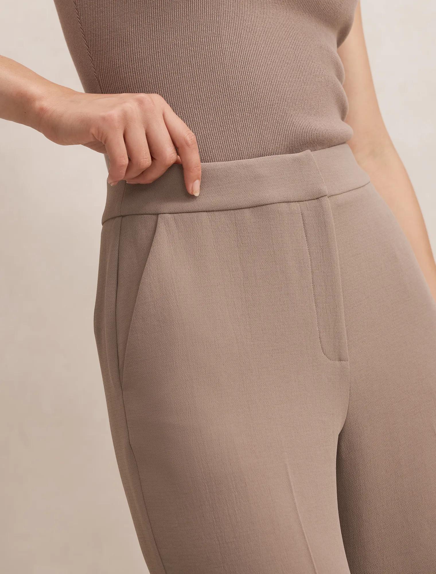 Dani Tailored Straight Leg Pants Brown Taupe Suit