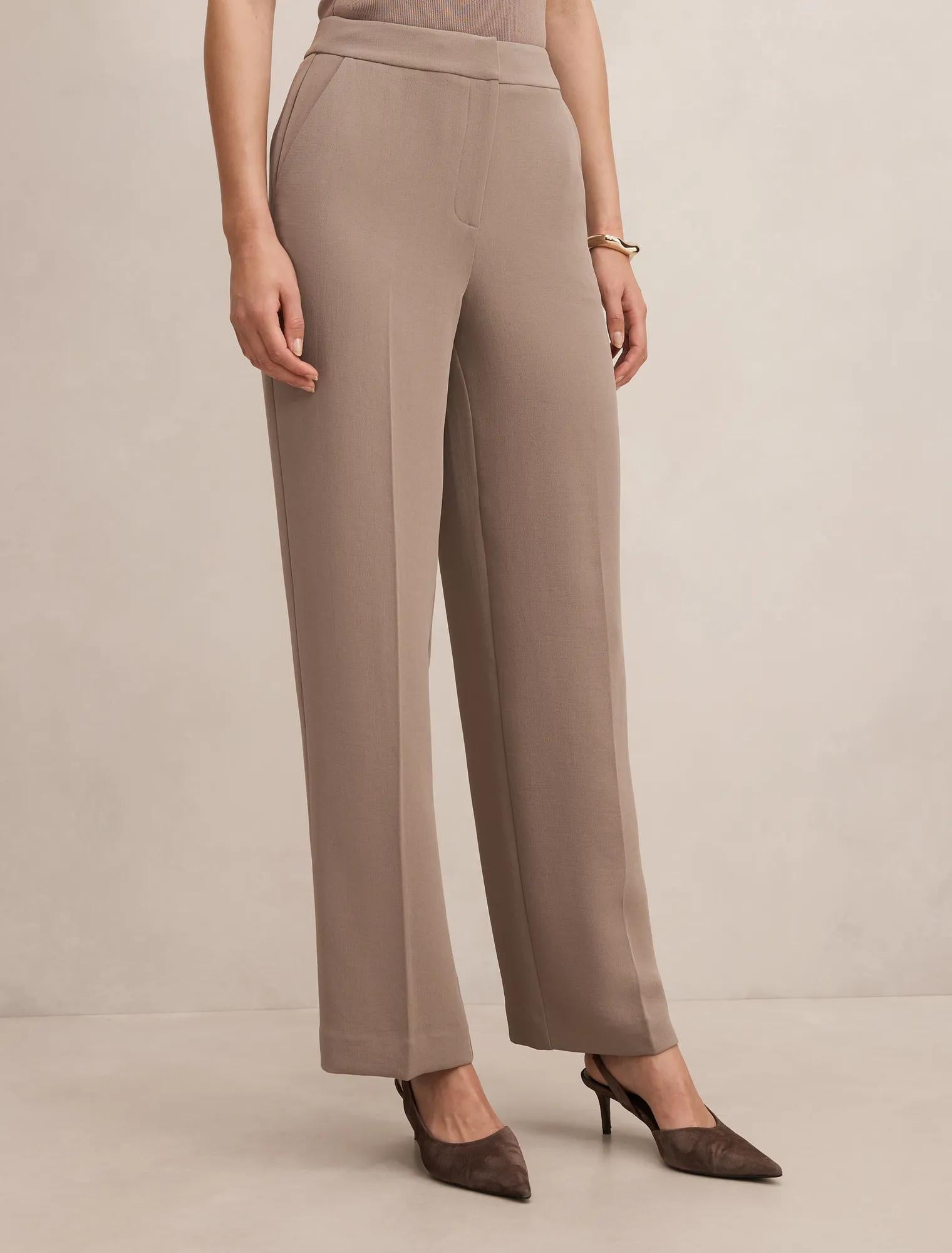Dani Tailored Straight Leg Pants Brown Taupe Suit