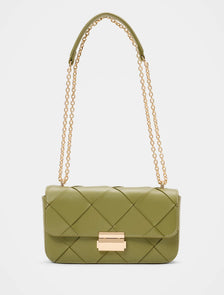 Lulu Lattice Chain Bag Olive_mannequin