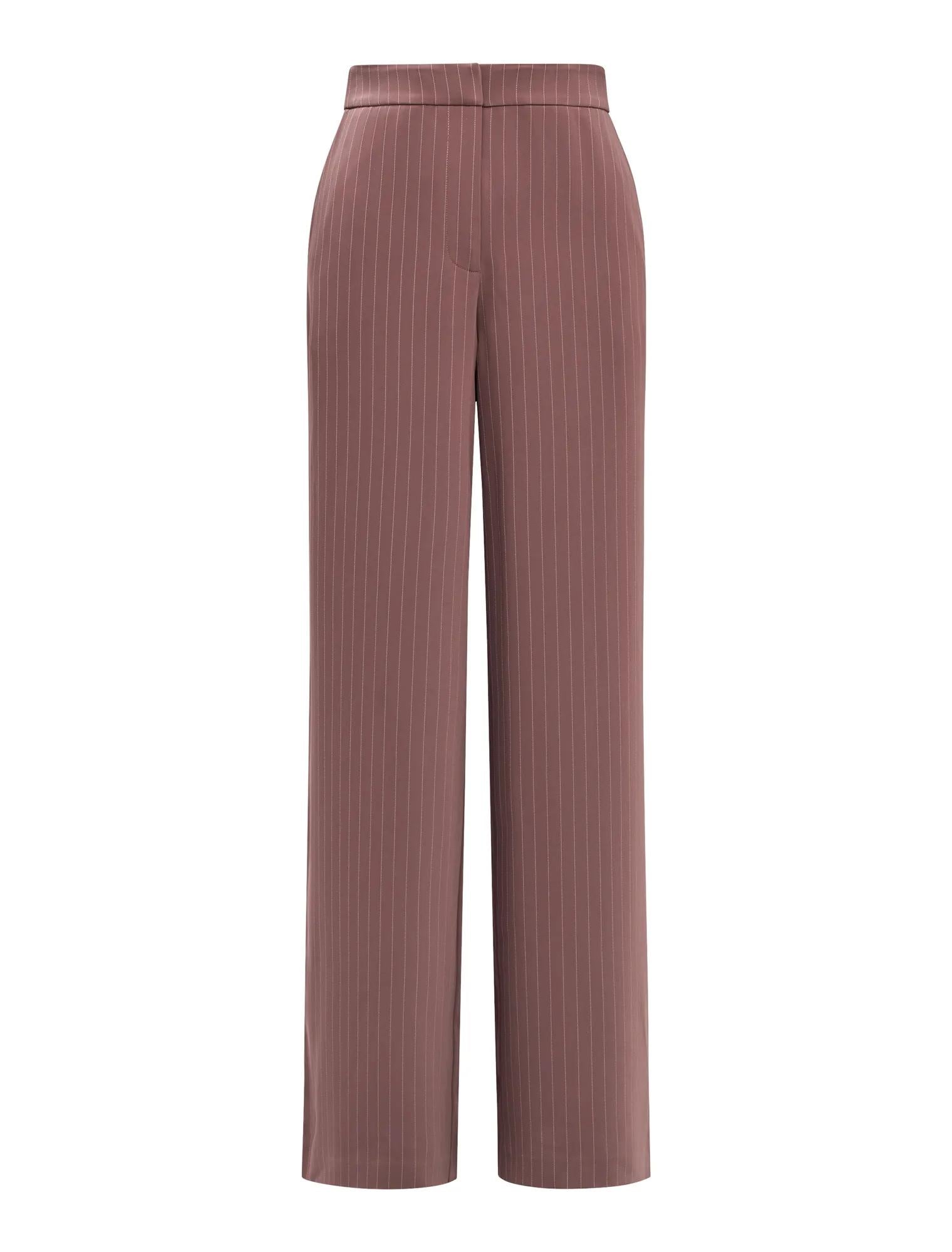 Willow Wide Leg Pants Mocha Pinstripe Set