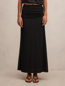 Mimi Flute Maxi Skirt Black Elstone Spot co-ord